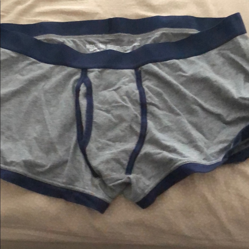 Grey trunks.
